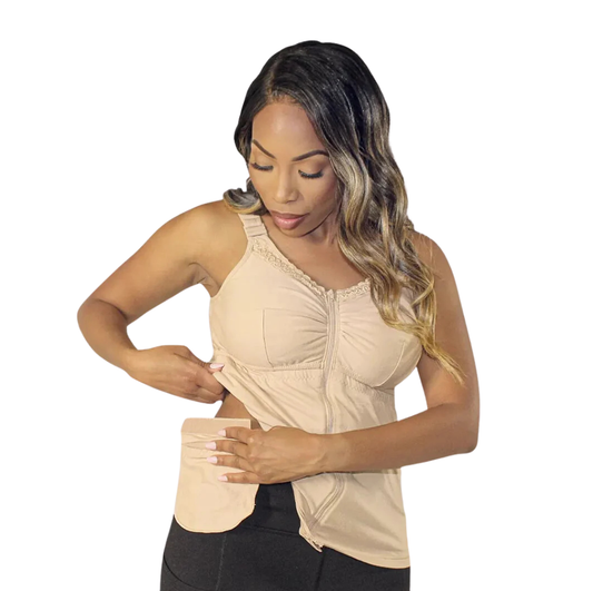 Zip-Front Post-Surgical Camisole with Drain Management