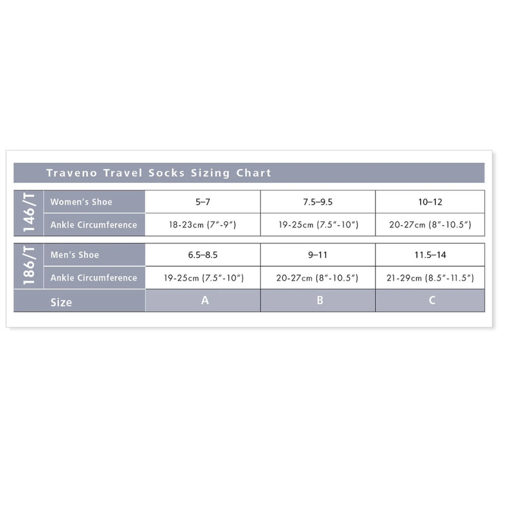 Traveno Travel Socks, Men & Women, 15-20mmHg